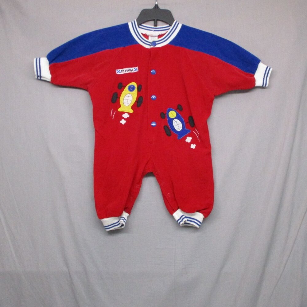 Vintage McDonald's Kids Body Suit Corduroy‎ Red & Blue Kids Size | 12mo